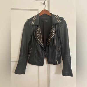 ZARA Studded Leather Jacket Size XS